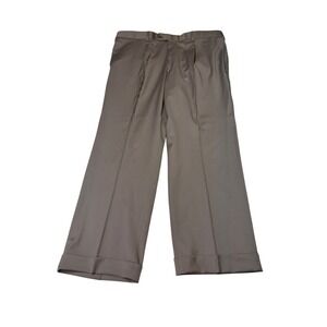 Coppley 1883 Mens 38S L27 Pleated Cuffed Dress Pants 100% Wool S-130s Taupe Gray